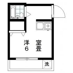 エリーズハウス 2階ワンルームの間取り