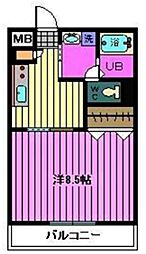 グランデ芝 1Kの間取図画像