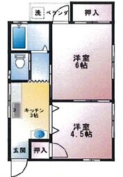 コーポユキ 2Kの間取図画像