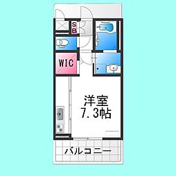 パルファン鳳 2階1Kの間取り