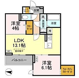 ソレイユ・イースト 2LDKの間取図画像
