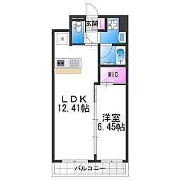 プレジオ帝塚山 8階1LDKの間取り