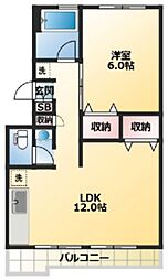 聖サンハイツ 1LDKの間取図画像