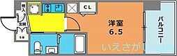 エステムコート神戸ハーバーランド前Vアクア 7階1Kの間取り