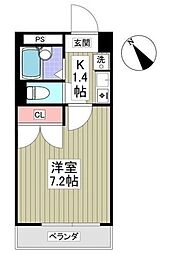パティオ 1Kの間取図画像