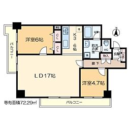 綾瀬プルミエ 10階2LDKの間取り