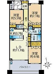 ジークレフ三鷹 3LDKの間取図画像