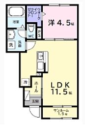 エレガンスロワイエ 1階1LDKの間取り