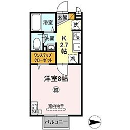 ルミエール I 2階1Kの間取り