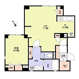 飯田橋ハウス 1階1LDKの間取り