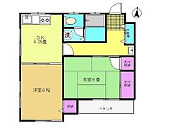 サンシャトー 2DKの間取図画像