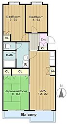 サンシャイン若葉台 3LDKの間取図画像