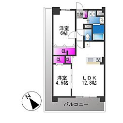 フェリスシエロ堺 2LDKの間取図画像