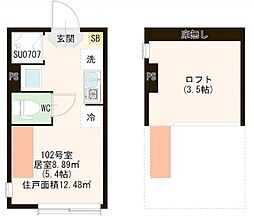 ハーモニーテラス板橋宮本町 1階ワンルームの間取り
