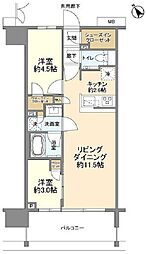 クレヴィア上野入谷 6階2LDKの間取り