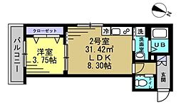 SUN HORIZON II 3階1LDKの間取り