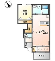 ジュアン 1階1LDKの間取り