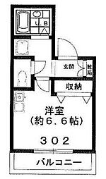 ベルジュ91 3階ワンルームの間取り