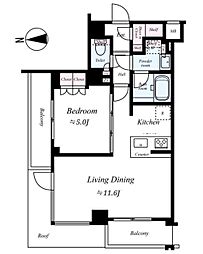 メイクスデザイン糀谷アジールコート 2階1LDKの間取り