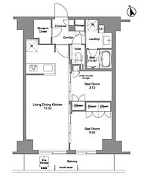 コンフォリア・リヴ北上野 2LDKの間取図画像