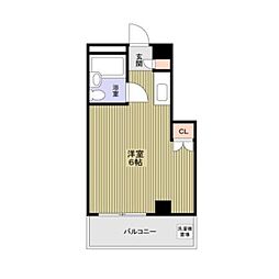 ニューハトリコーポＩＩＩ 2階ワンルームの間取り