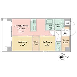 LiveCasa千本今出川 3階2LDKの間取り