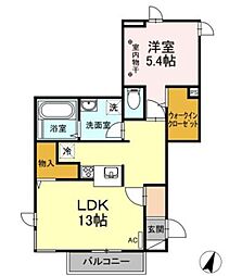 ロッシュマン フリーゼ 2階1LDKの間取り