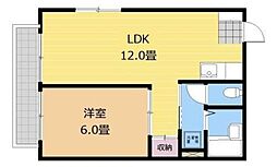 ウィル相生 1階1LDKの間取り