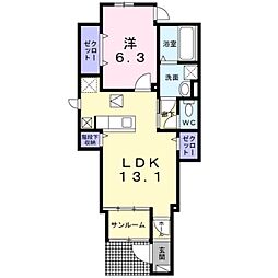 南海線 和歌山市駅 徒歩12分の賃貸アパート 1階1LDKの間取り