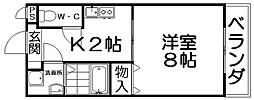 エストリザイア 1Kの間取図画像