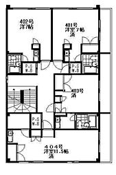 レジデンスクリヤンド 4階ワンルームの間取り