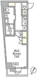 アジールコート三宿テラス 3階1Kの間取り
