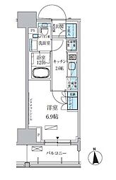 パークアクシス上野三丁目 5階1Kの間取り