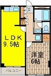 サンアベニュー桂 3階1LDKの間取り