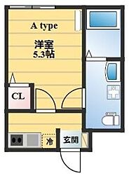 フィオーレ栗原 1階1Kの間取り