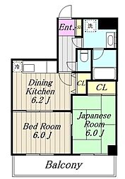ライオンズマンション淵野辺駅前 4階2DKの間取り