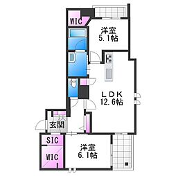シャーメゾン グランマーサ松虫通り 2LDKの間取図画像