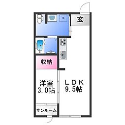 南海加太線 八幡前駅 徒歩4分の賃貸アパート 2階1LDKの間取り