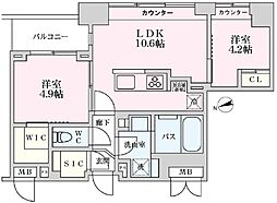 プライマル品川大井町 2LDKの間取図画像