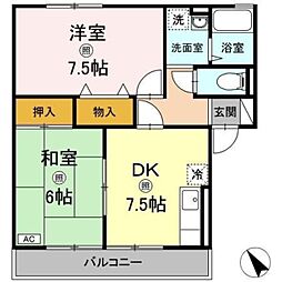 エスペランサ 2階2DKの間取り