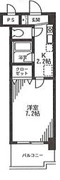 K.Mパークサイド 1Kの間取図画像