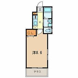 カーサ・コモド 1Kの間取図画像