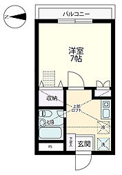 シティパルウエスト 1Kの間取図画像
