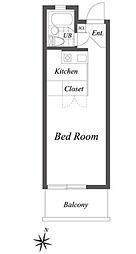 西武新宿線 都立家政駅 徒歩2分の賃貸マンション 4階ワンルームの間取り