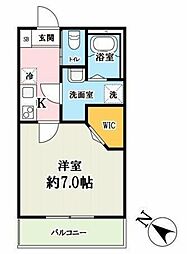アトラス新狭山 2階1Kの間取り