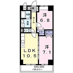 コスモ 2LDKの間取図画像