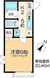 ルナベルーナ 1階1Kの間取り