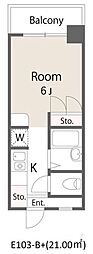 フジマンション末広 ワンルームの間取図画像
