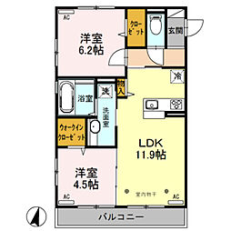 アプリリス 2LDKの間取図画像