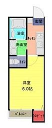 ヴィラート川口坂下 1階1Kの間取り